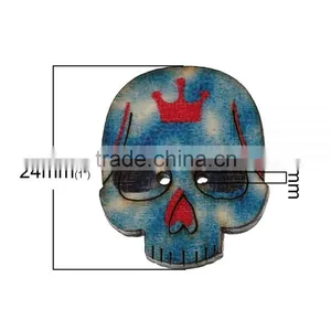 New Design Mixed Color Two Holes Skull Shaped Wood Buttons thumbnail-2