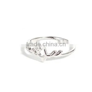 Copper Unadjustable Rings Silver Tone Antler thumbnail-1