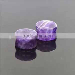 2017 Hot Amethyst Flare Plug With O Ring Natural Stone Ear Plug thumbnail-4