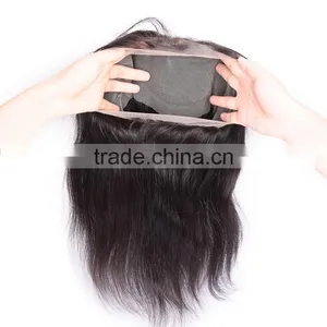 22"*4"*2" Band Lace Frontals With Baby Hair 3pcs Virgin Straight Brazilian Hair+1pc 360 Lace Frontal Closure thumbnail-2