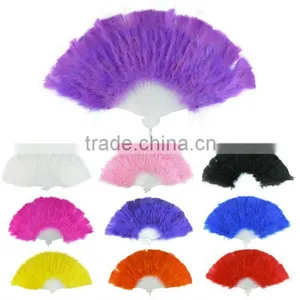 Festival Performance Feather Fan,Party Decorative Dyed Feather Fan,Dancing Folding Hand Fans Promo Gifts Wholesale Factory thumbnail-1