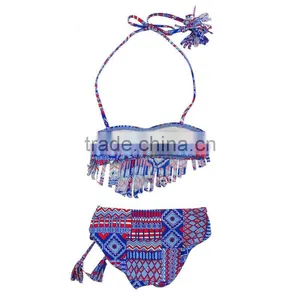 Kids Girls Bathing Swimsuit Frills Hallow Bikini Swimwear 2PCs thumbnail-5