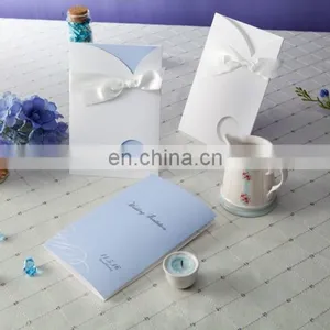 Light Sky Blue 1111 Greeting Card Wedding Invitation Card With Ribbon thumbnail-5