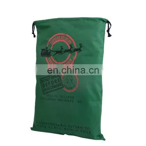 Party Green Cotton Canva Christmas Sacks thumbnail-2
