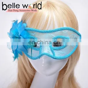 Fancy Dress Party Cloth Yarn Translucent Lace Brought Feather Flowers and a Half Face Eye Masks thumbnail-3