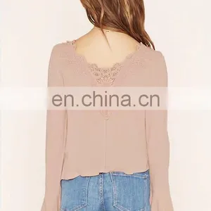 Ladies Long Sleeve Crocheted Top thumbnail-3