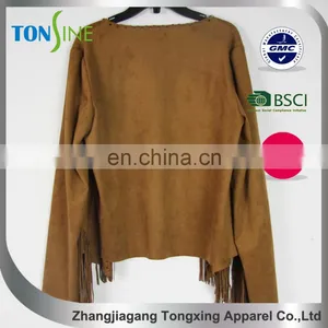 Long Sleeve Suede Fringed Jacket thumbnail-3
