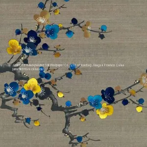 Embroidery Hand Painted Silk Wallpaper thumbnail-2