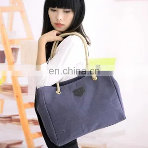 Korea Fashion Shoulder Bag Linen Cotton Ladies Handbag With Hemp Rope In Stock thumbnail-1