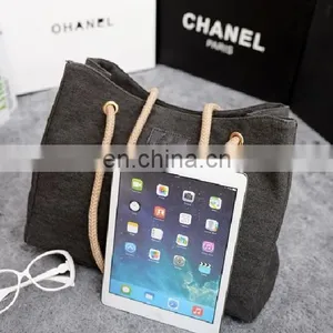 Korea Fashion Shoulder Bag Linen Cotton Ladies Handbag With Hemp Rope In Stock thumbnail-3