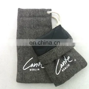 Custom Gray Print Cotton Drawstring Sunglasses Bag Goggles Pouches thumbnail-3
