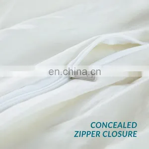 Luxury Brand Warm Beige White Microfiber Twin Queen King Size Bed Sheet Duvet Cover With Zip thumbnail-5