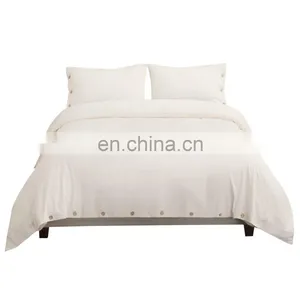 Durable 100% Cotton Antique Cream Washed Woven Bedroom Duvet Cover Set With Zipper Interior Ties thumbnail-7