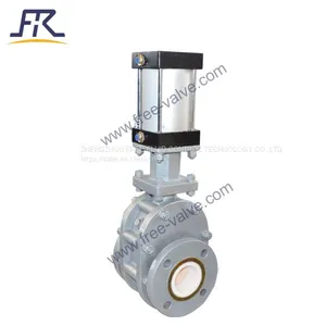 DN100 Pneumatic Resistant Ceramic Lined Double Disc Gate Valve For Dry Ash thumbnail-2