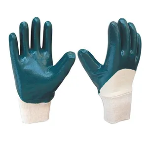 Cotton Jersey Liner Safety Cuff Nitrile Rubber Coated Heavy Duty Gloves thumbnail-4