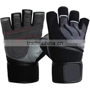 Weightlifting / Fitness Training Fancy Black Genuine Leather Gloves - Men / Women thumbnail-1