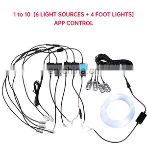 LED Car Interior Ambient Foot Lights 8m 1 in 10 EL Neon Strip Light RGB Multiple Mode App Sound Control Auto Decorative Lamp 12v thumbnail-2