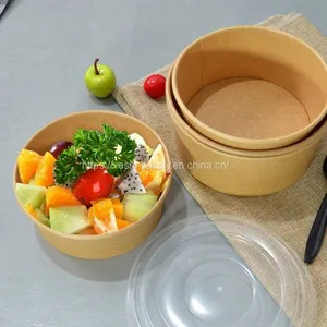 Food Packaging Containers Salad Soup Paper Bowls Disposable Kraft Paper Bowls thumbnail-1