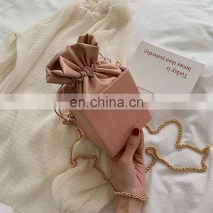Ins Hot Sale Leather, Faux Leather Box Lady Bag 2020 Drawstring Shoulder Bag Purse Fashion Crossbody Handbag For Women/ thumbnail-4