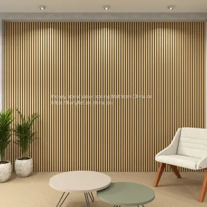 Polular Interior Wall and Ceiling Decorative and Sound Proof Akupanel Technical Wood Veneer and Natural Wood Veneer MDF Slat Wooden Acoustic Panels With PET Felt Board thumbnail-3