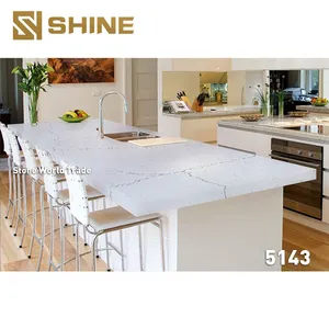 Horizon Kitchen Countertop Slab Artificial Calacatta White Silica Quartz Stone Quartz Slab Widely Used thumbnail-1