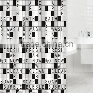Red and Gray Blocks Printed 100% Polyester Shower Curtain for Hotel, Family, Waterproof Bath Curtain thumbnail-5