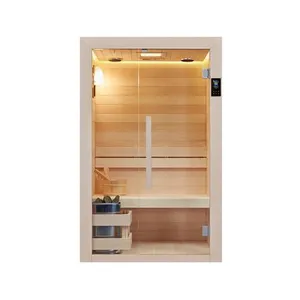 Modern Electric Double-deck Wooden Traditional Single or 2 Person Sauna for Outdoor Use in China Factory thumbnail-1