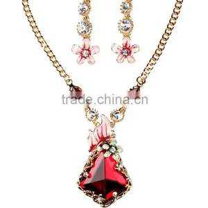 Korean Jewelry Set Rhombus Crystal Long Joker Sweater Chain Necklace Set Beautiful Necklace Set thumbnail-4