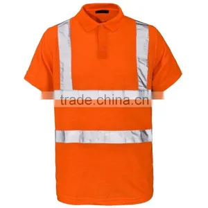 Orange Short Sleeve Safety Shirts With Reflective Tape thumbnail-1