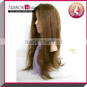 Human Hair Color 4# Yaki Straight Full Lace Wig thumbnail-1