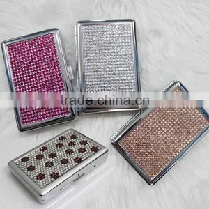 Automatic Crystal Rhinestone Metal Cigarette Case Holder thumbnail-3
