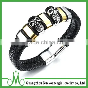Unisex Jewelry Blue Genuine Leather Mens Bracelet Bangle Braided Durable Magnetic Clasp thumbnail-6