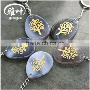 Natural Grey Agate Tree of Life Teardrop Keychains/Custom Keychains for Sale thumbnail-1