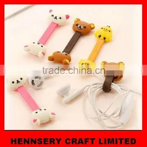 Customized Shape and Logo Soft Pvc Rubber Earphone Wire Winder thumbnail-1