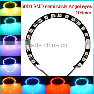 20 Colors Changing 104mm DC12V Black PCB Semi Circle 5050 Smd Angel Eyes Led Car Light Auto Parts thumbnail-1