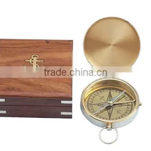 Nautical Pocket Compass- Brass Gentlemen's Compass With Rosewood Box 13427 thumbnail-2