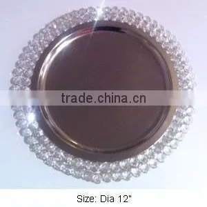 Designer Crystal Charger Plate, Charger Tray, Beaded Charger Plate, Glass Bead Charger Plate thumbnail-1