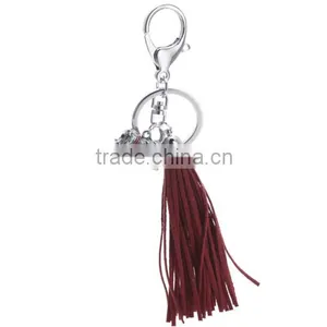 Korea Velvet Leather Tassels Keychain With Pendant Logo thumbnail-2