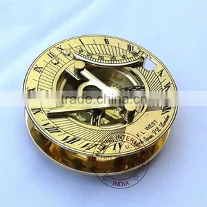 NAUTICAL BRASS SUNDIAL COMPASS - ROUND BRASS MARINE SUNDIAL COMPASS thumbnail-1