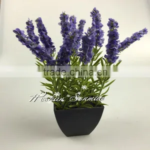 Best Quality Artificial Flowers Plastic Lavender Grass Bonsai With Pot for Home Decor thumbnail-1