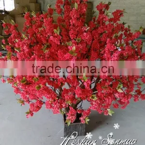 China Supplier Direct Sale Artificial Red Cherry Blossom Tree With Small Size Artificial Flower Tree thumbnail-2