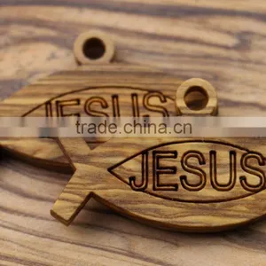 Olive Wood Jewelry St. Peter Fish Pendant thumbnail-2