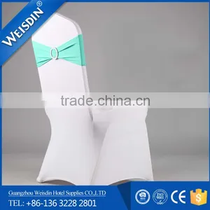 Top Quality Shirred Lycra Spandex Chair Cover With Diamond Buckle Wholesale Wedding Chair Cover With Plume Sash thumbnail-1