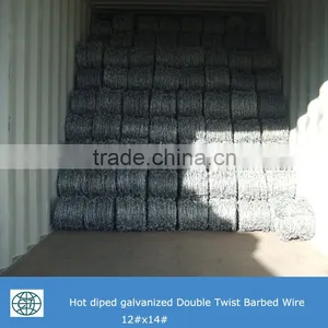 14#x14# Hot Dipped Galvanized Double Twist Barbed Wire thumbnail-5