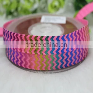 Eco-Friendly 5/8" Colorful Foil Printed High Quality Fold Over Elastic Ribbon thumbnail-3