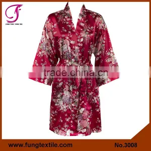 300803 Women Floral Satin Bath Robe thumbnail-4