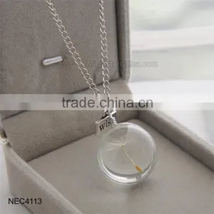 DIY Glass Bottle Pendant Necklace Dandelion Seed Necklace thumbnail-5
