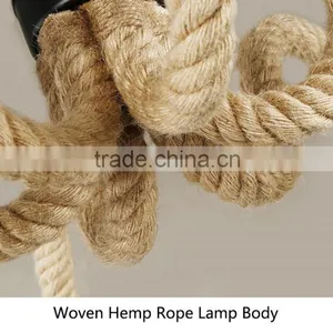 Durable Metal Baking Finish Lamp Ceiling Plate Lighting Woven Hemp Rope Light thumbnail-2