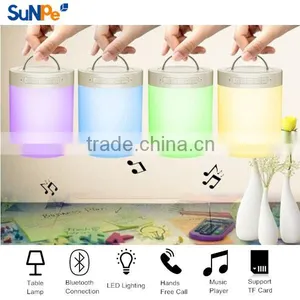 2016 Newest Portable LED Lamp Bluetooth Speaker Touch Induction Change Colour Romatic Lamp Hands-free Call TF Card Speakerphone thumbnail-1
