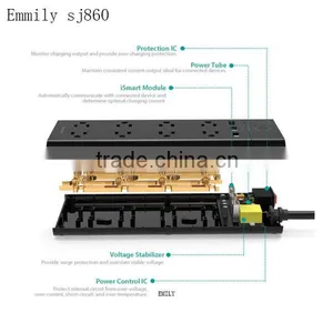 Power Strip 8-Outlet 1875W 15A Surge Protector With 3-USB Smart Output 6ft Cord (Black) thumbnail-3